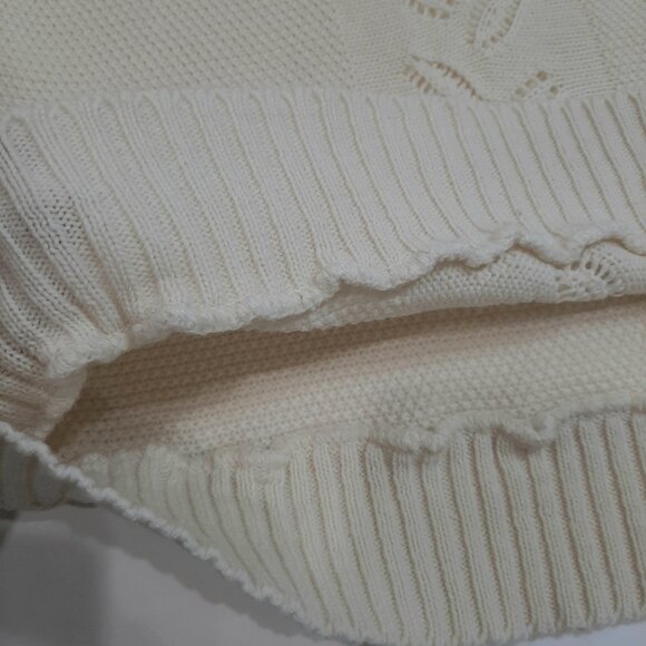 Rare handmade vintage quiet luxury knit short sleeve ivory sweater - Picture 10 of 16